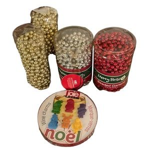 Christmas Garland Beaded Collection Merry Brite Red Silver Gold 100 FT & Charms